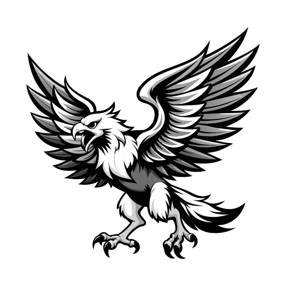 Powerful Black and White Eagle in Dynamic Flight. vector