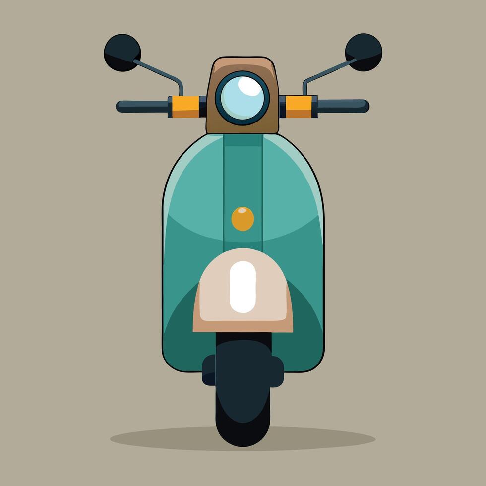 Retro Teal Scooter Illustration Against a Neutral Background. vector