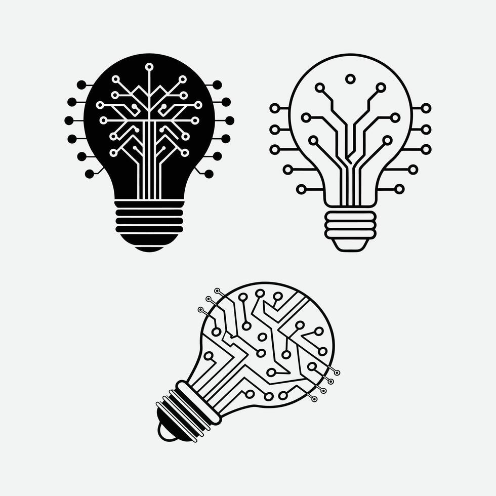 Digital Innovation Lightbulb Icons. vector