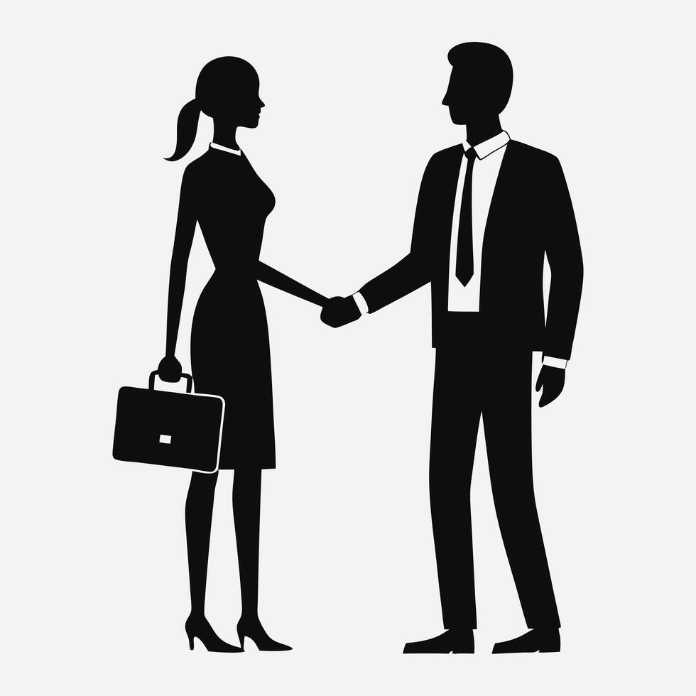 Business Professionals Handshake Silhouette. vector
