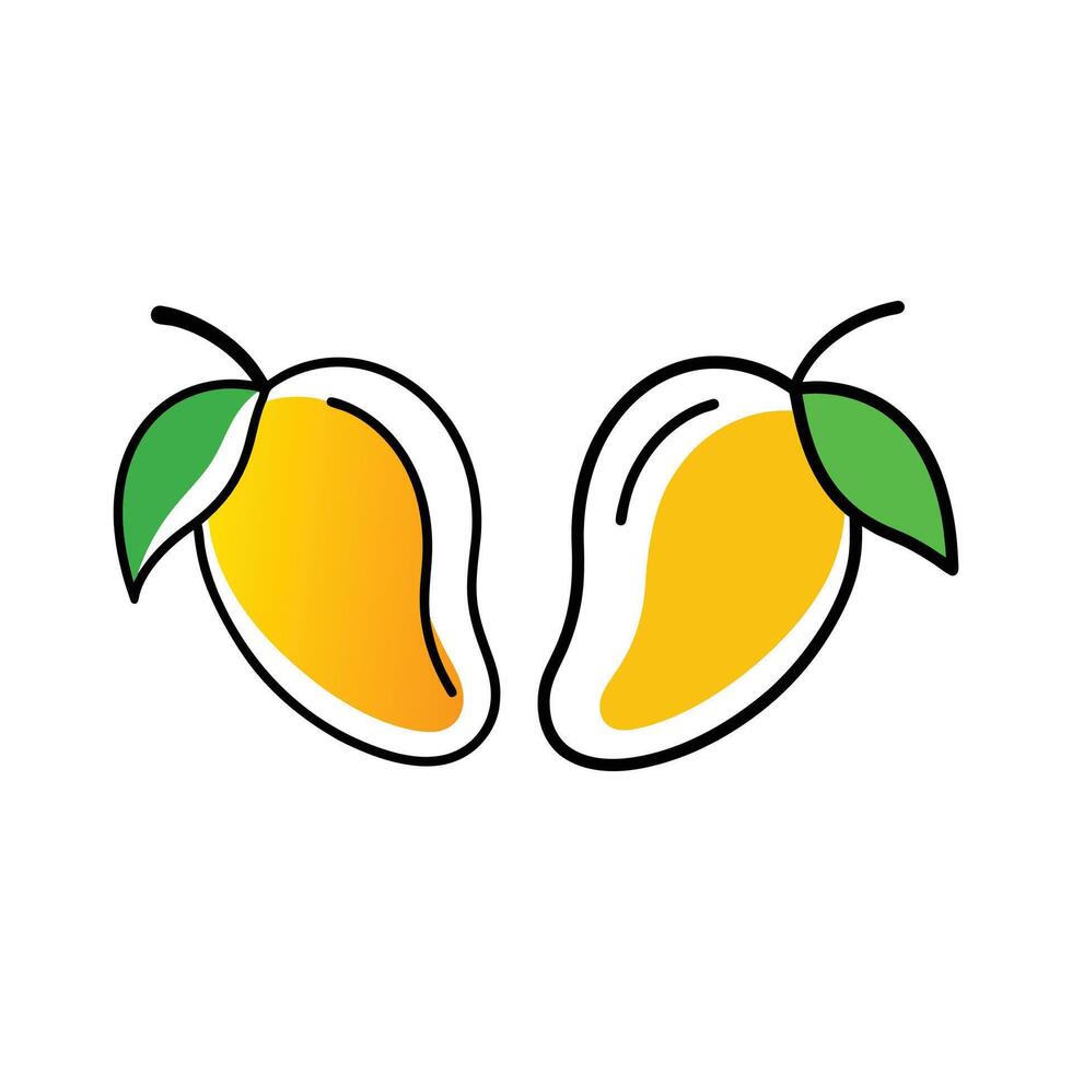 Two stylized mango fruit illustrations against a white background. vector