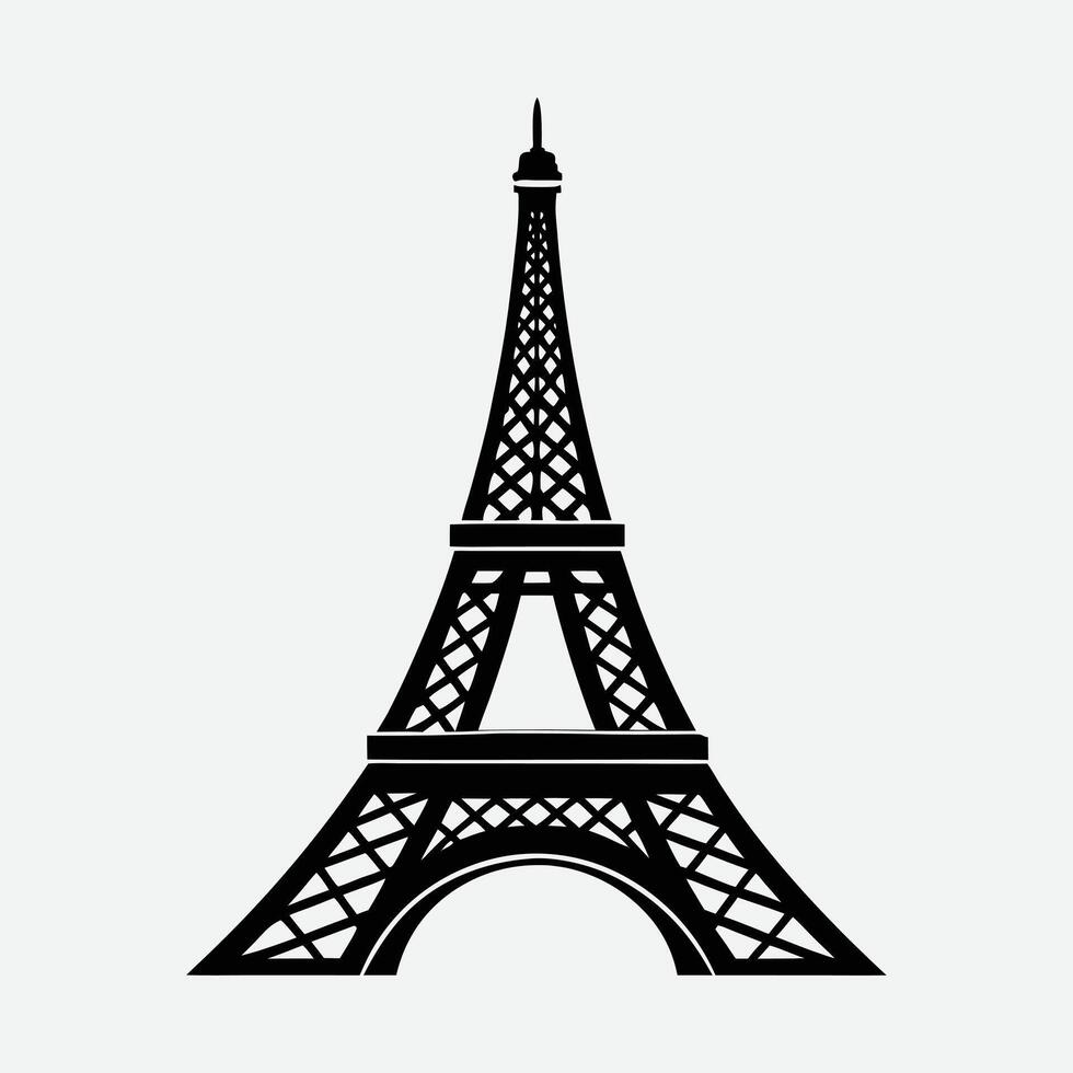 Simple Black Silhouette of the Eiffel Tower. vector