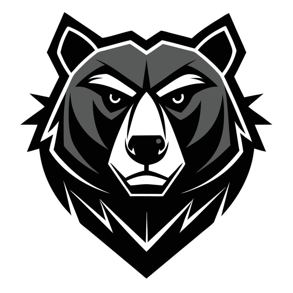 Bold Intense Gray and Black Bear Head Logo Design vector