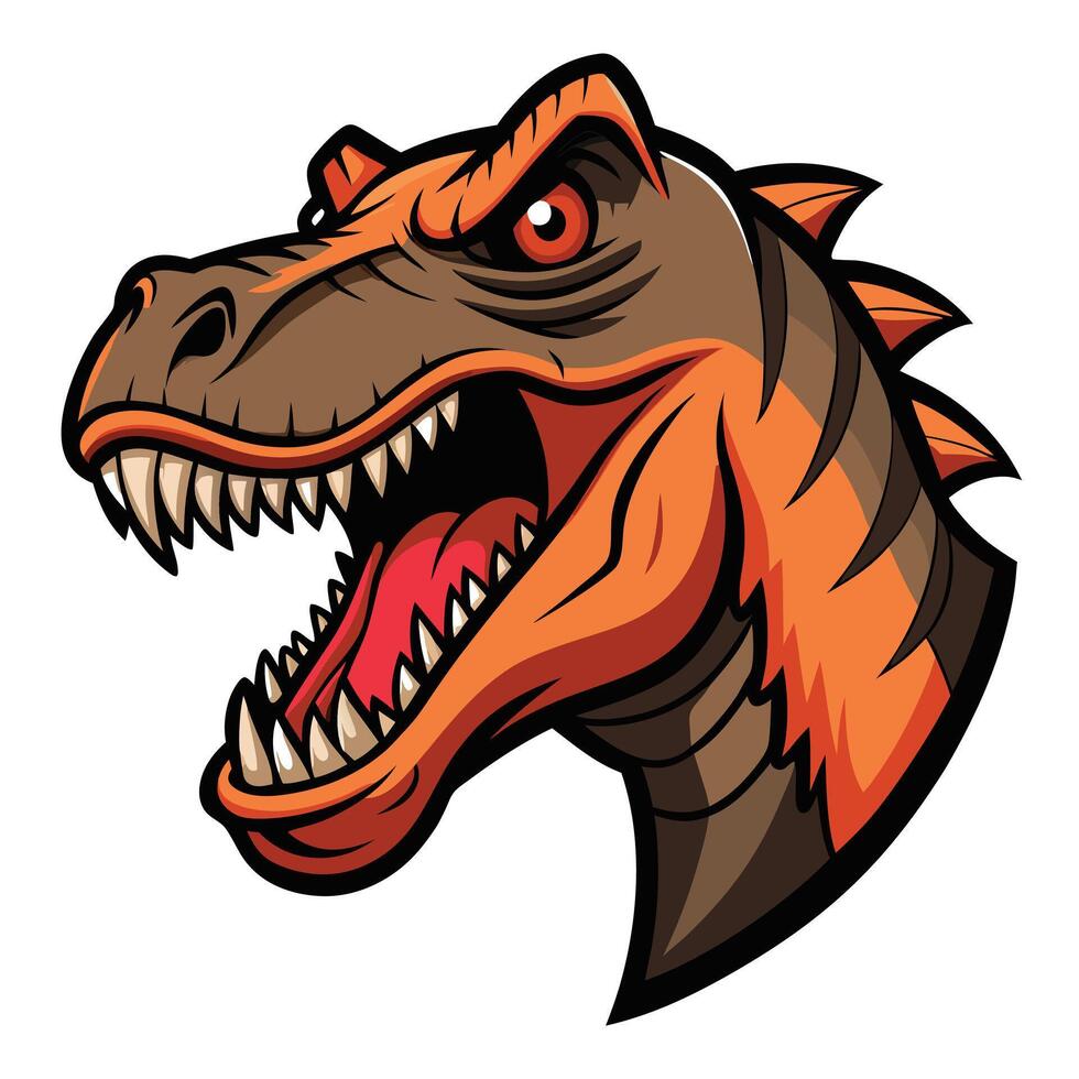 Cartoon Head of a Tyrannosaurus Rex with Sharp Teeth Isolated on White vector