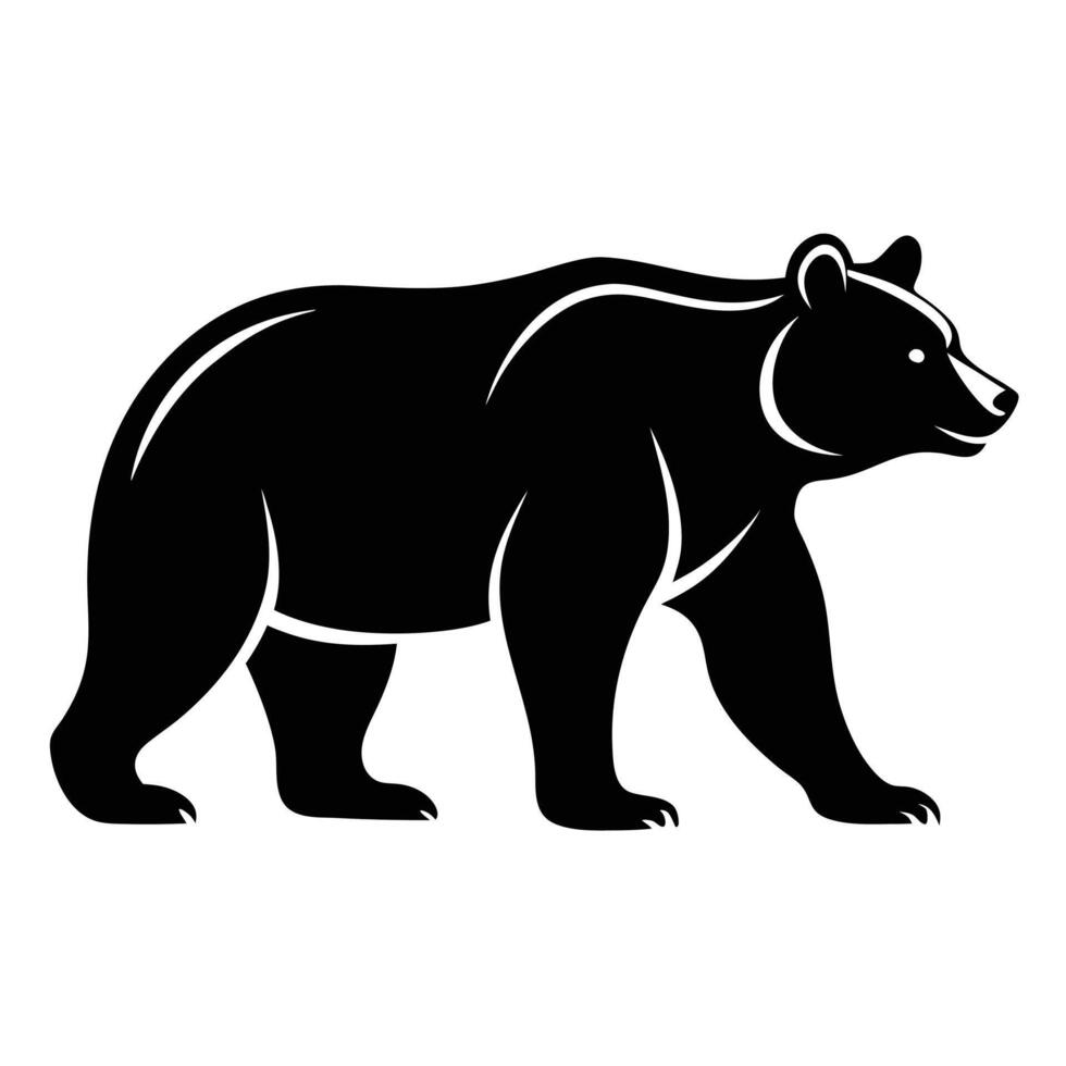 Powerful Black Bear Walking Silhouette Illustration for Wildlife and Nature Designs vector