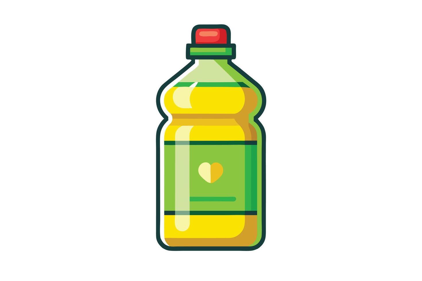 Cartoon Bottle of Yellow Liquid with Green Label and Red Cap vector