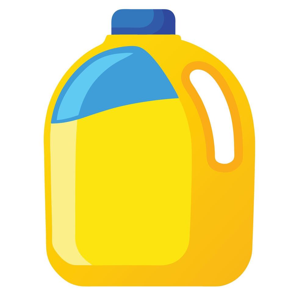 Bright Yellow Plastic Bottle with Blue Lid and Handle Design vector