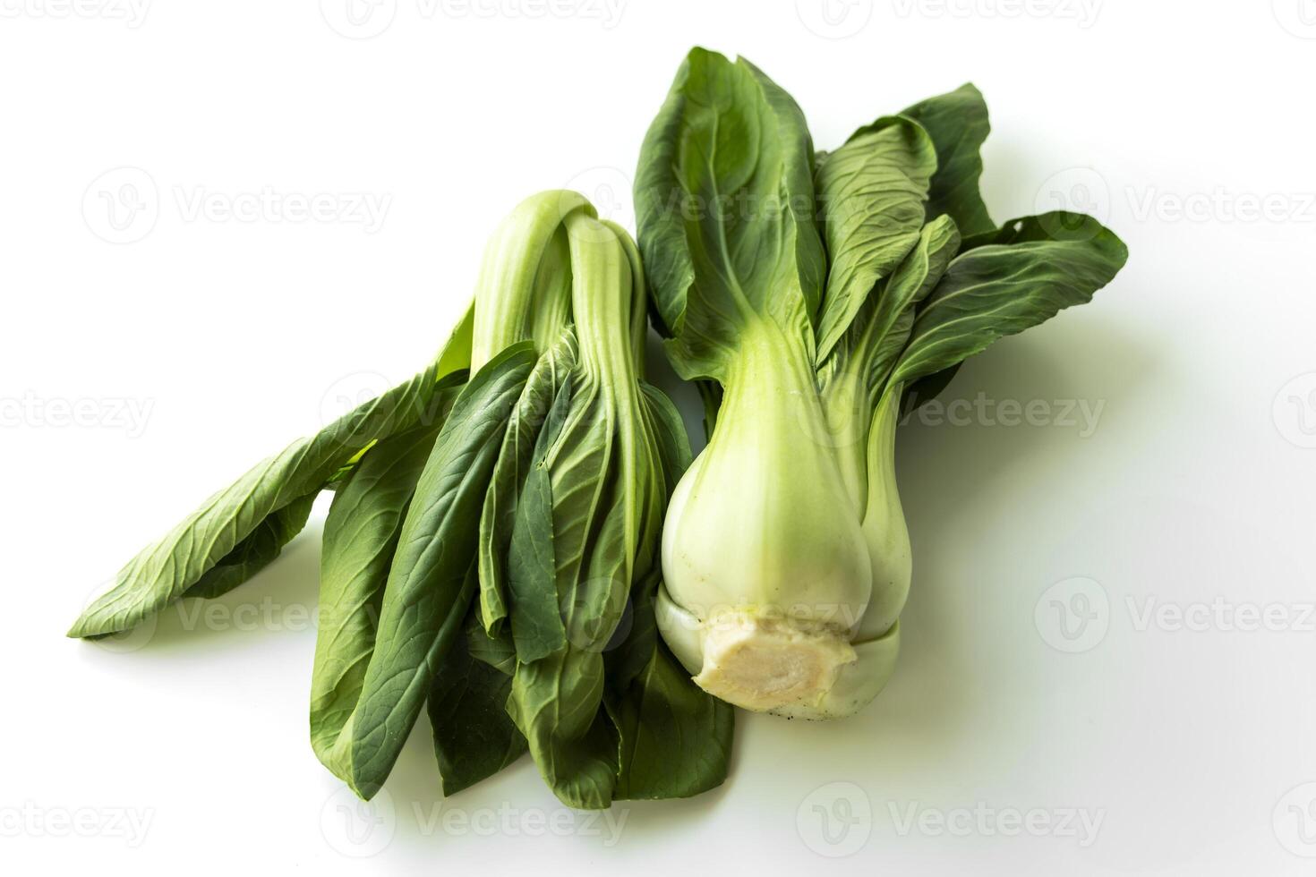 Fresh Pak Choi cabbage isolated on white background. Asian cuisine, stir-fries, salads, and healthy vegetarian cooking concepts. photo