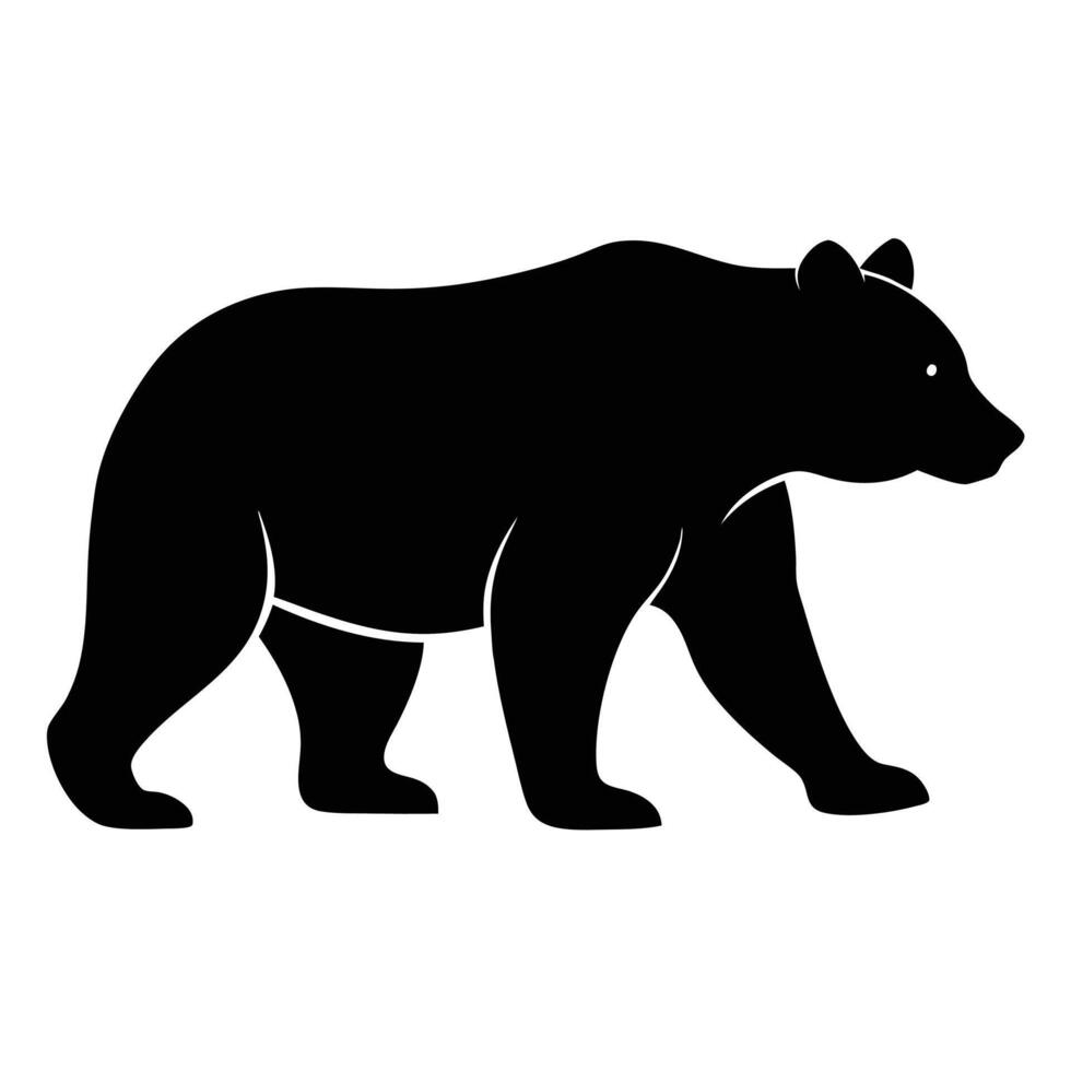 Bold Black Bear Silhouette Walking Wildlife Animal Illustration, Forest Predator Design vector