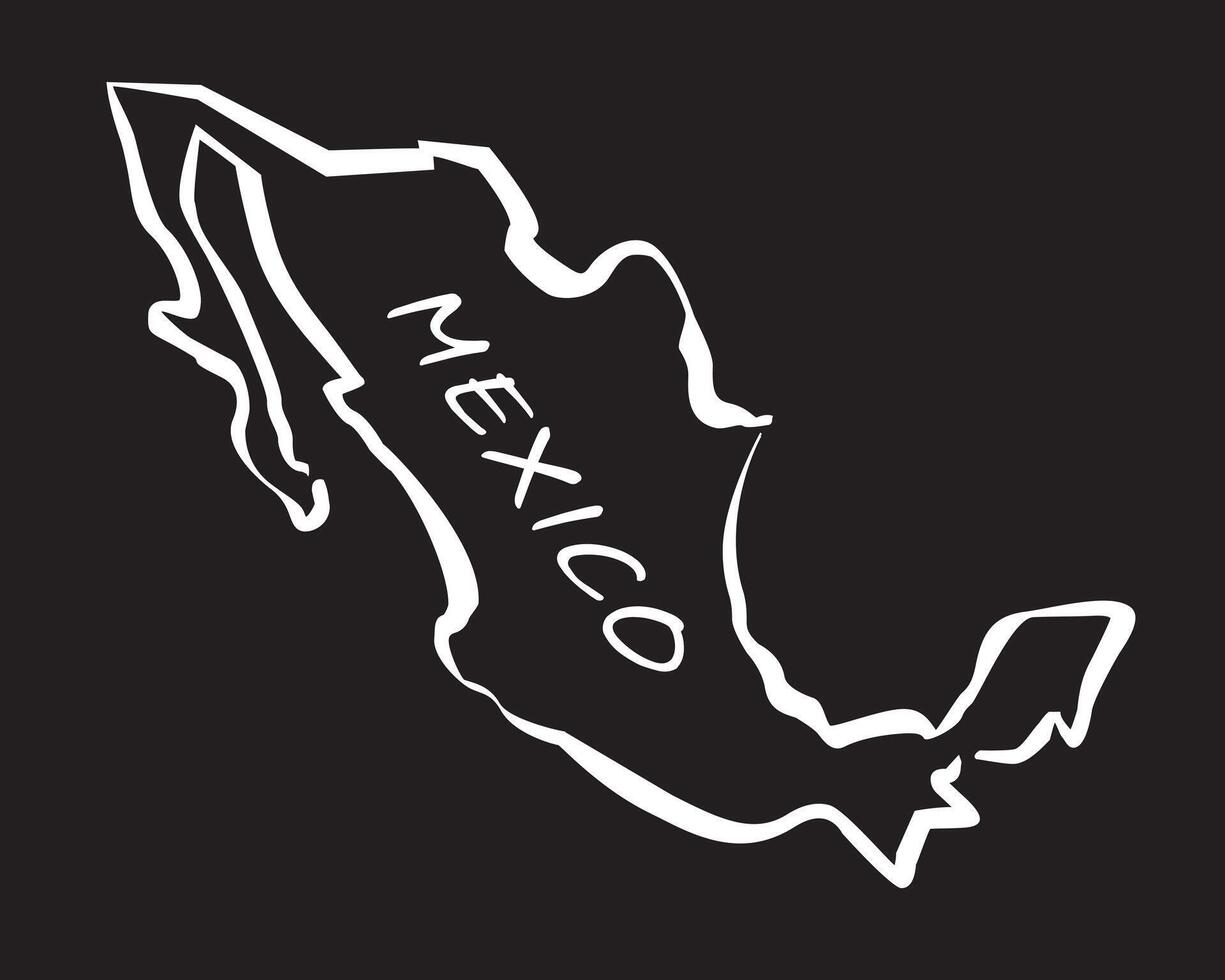 White outline map of Mexico. vector