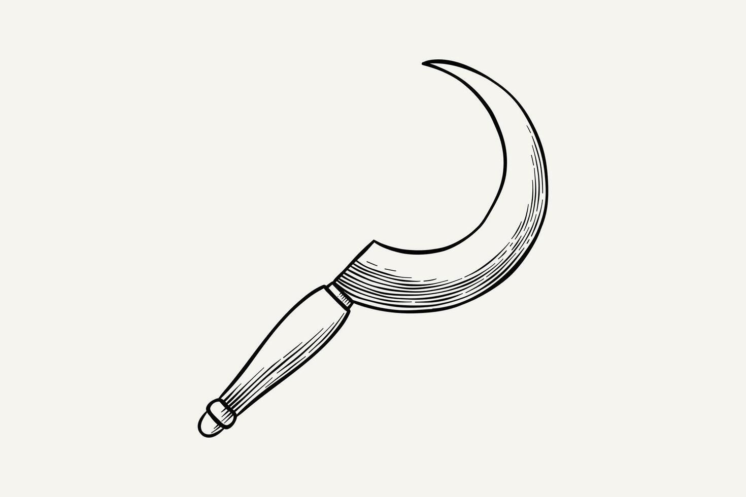 sickle illustration drawing with carving technique vector