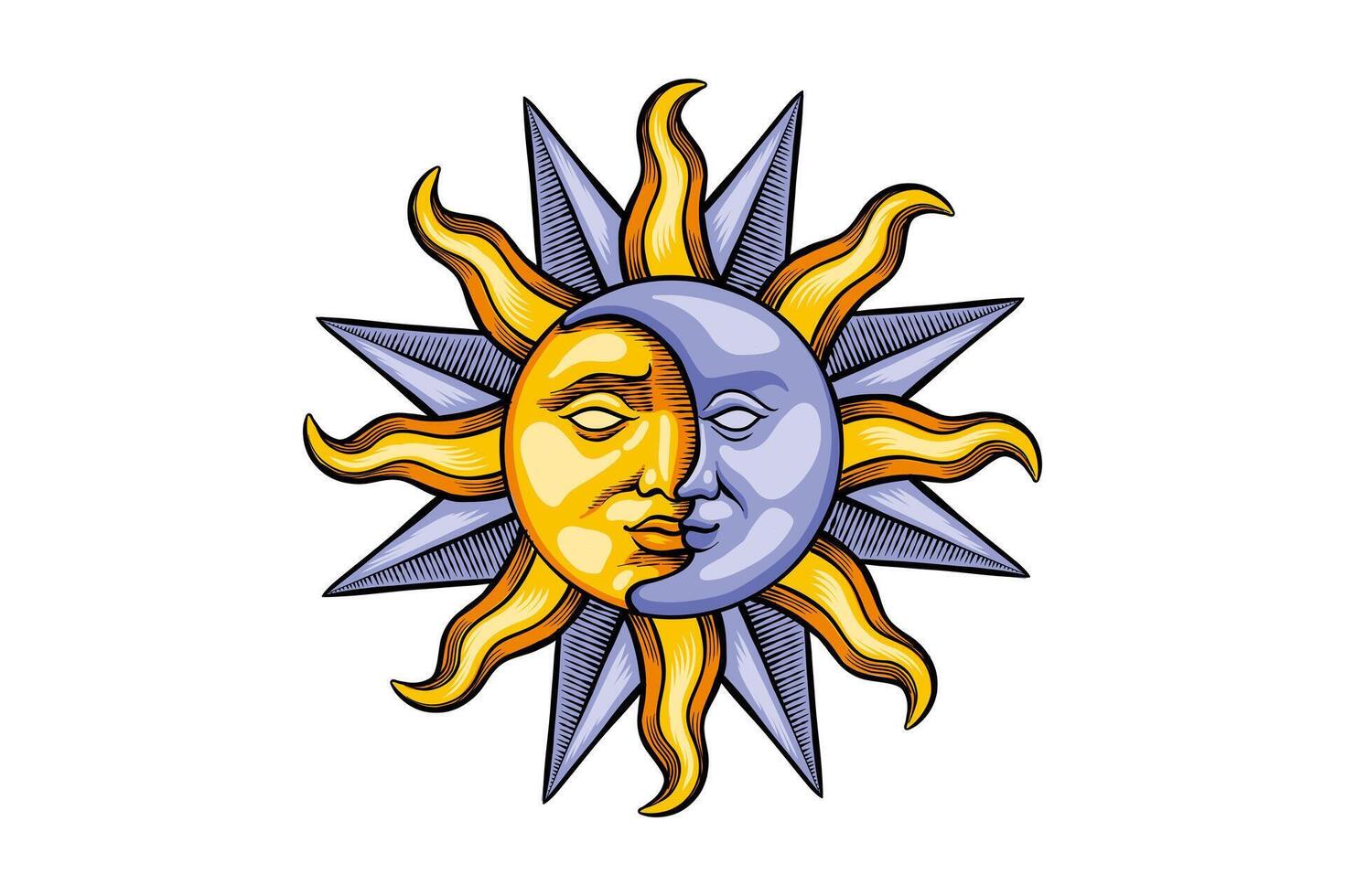sun and moon symbol illustration vector