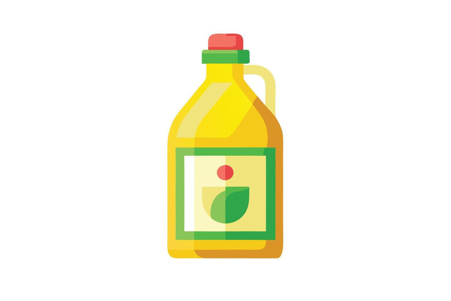Stylized Bottle of Yellow Liquid with Handle and Leaf Design, Red Lid vector