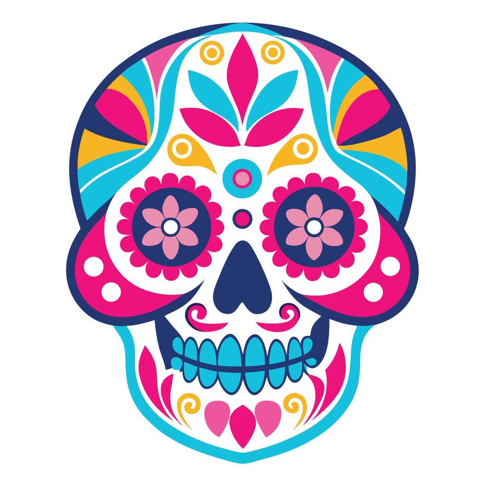 Colorful Sugar Skull Illustration for Day of the Dead Celebration vector