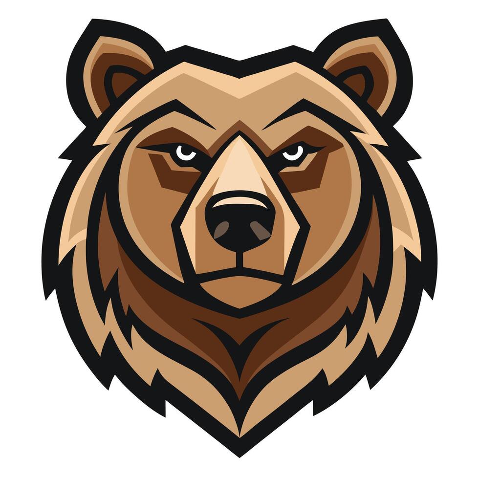 of a Brown Bear's Head with Detailed Shading and Outlines vector