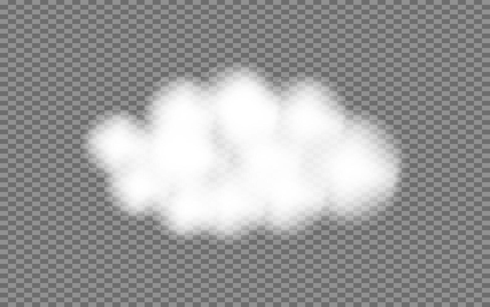 Realistic white fluffy Clouds . Cloudy weather in 3d style. Soft blur effect. Overlay sky element for banner poster card. vector