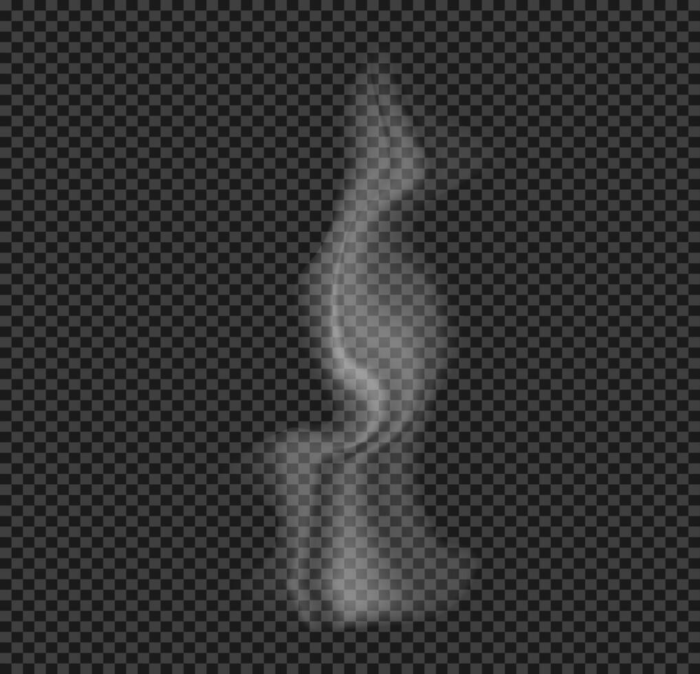 Wavy realistic Steam set. grey Hot smoke elements flowing on dark background. Mystical effect abstract shape. Cigarette, hot food, drink, coffee vapor. Hookah cloud overlays 3d design. vector