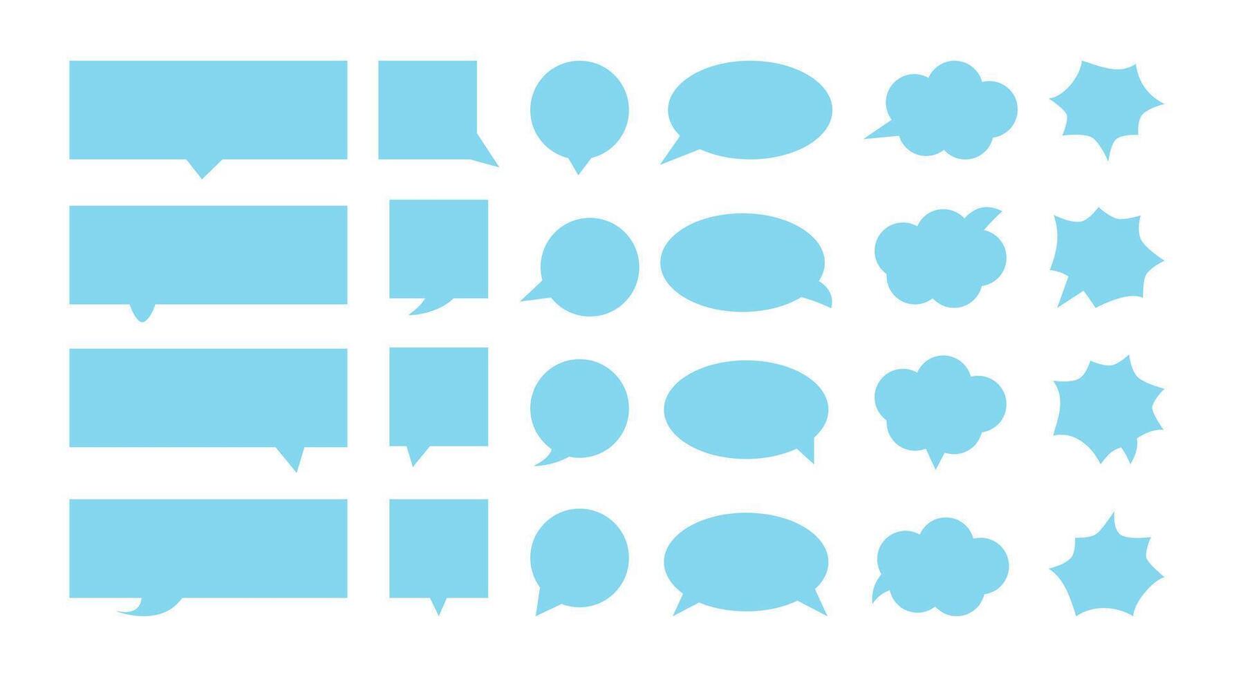 Speech bubbles flat style set. Empty Text, chatting, message box. Blank cloud. Simple comic balloon design vector