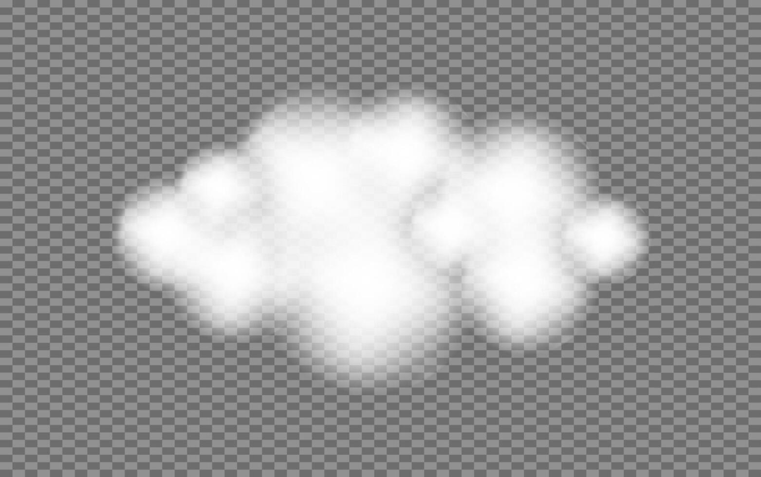 Realistic white fluffy Clouds set. Cloudy weather in 3d style. Soft blur effect. Overlay sky poster card. vector