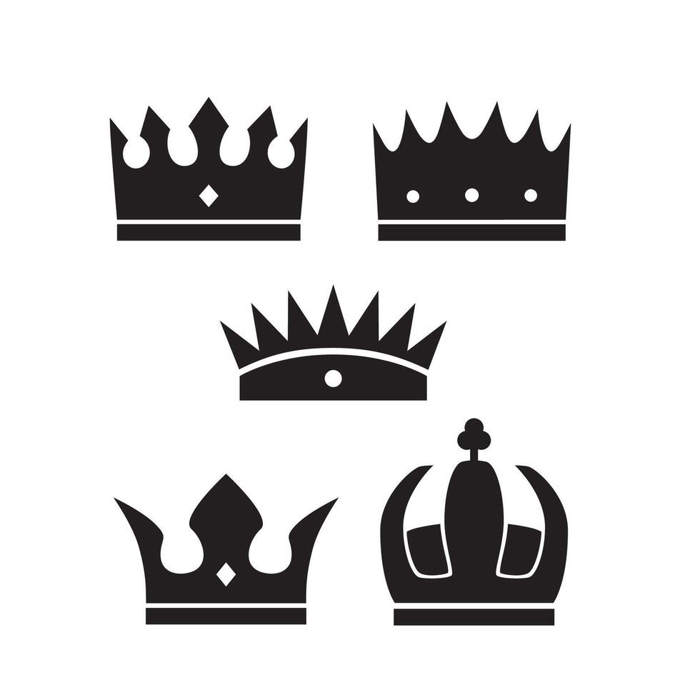 set of simple luxury crown silhouette. vector