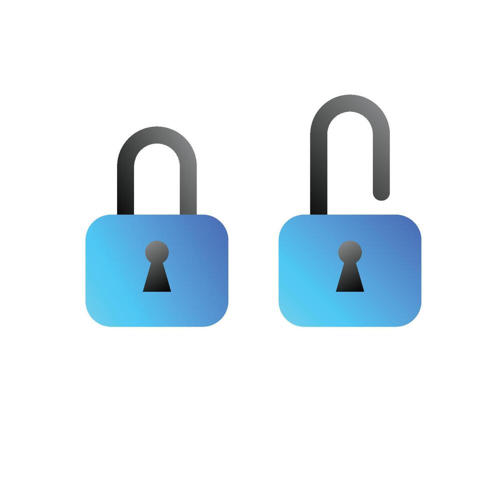 gradient lock and unlock icon design. data protection concept. vector