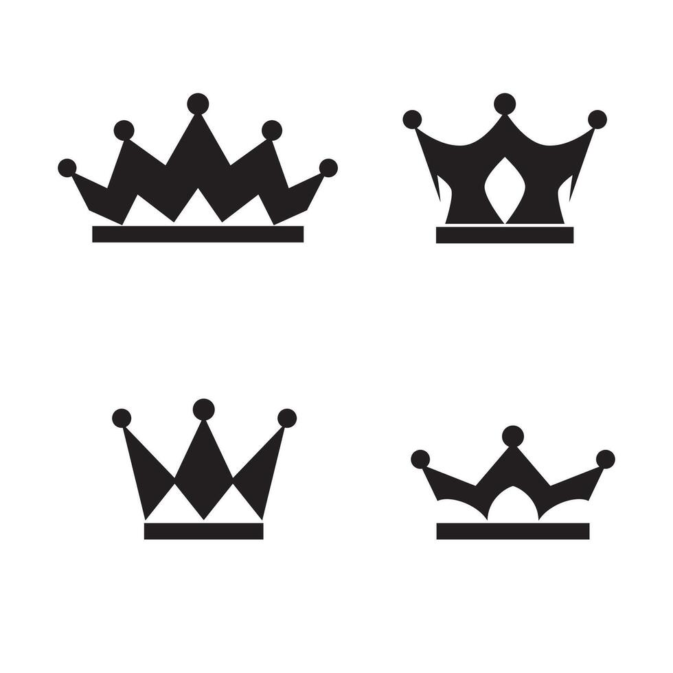 set of royal crowns silhouette design vector