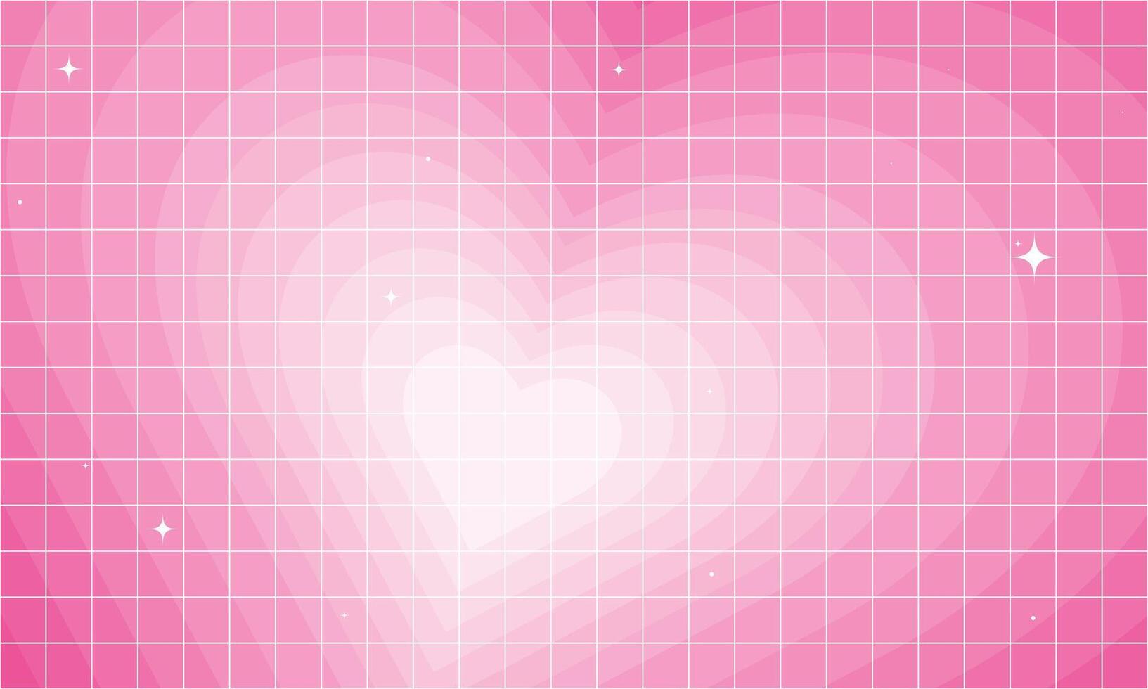 Cute Pink Heart Grid Background with sparkles vector