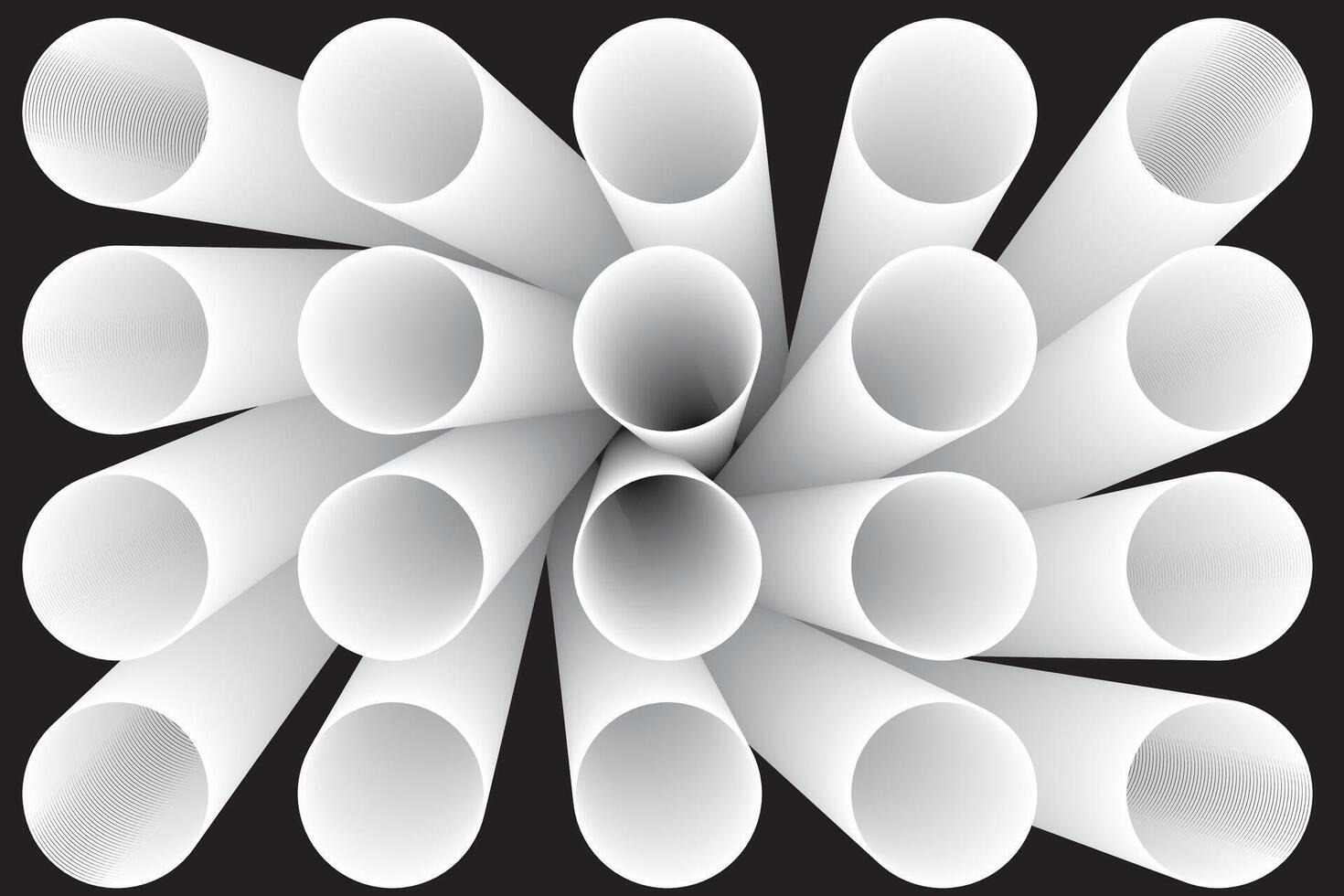 A group of white tubes arranged in a radial pattern vector