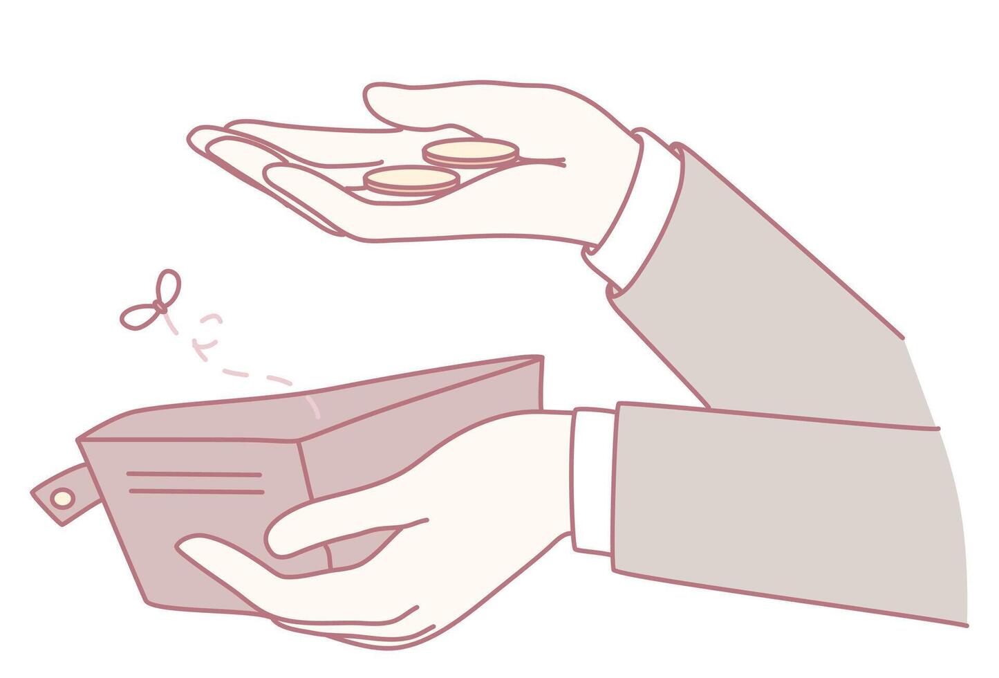 Illustration Depicting Hands Holding Coins and a Wallet to Showcase Financial Elements vector