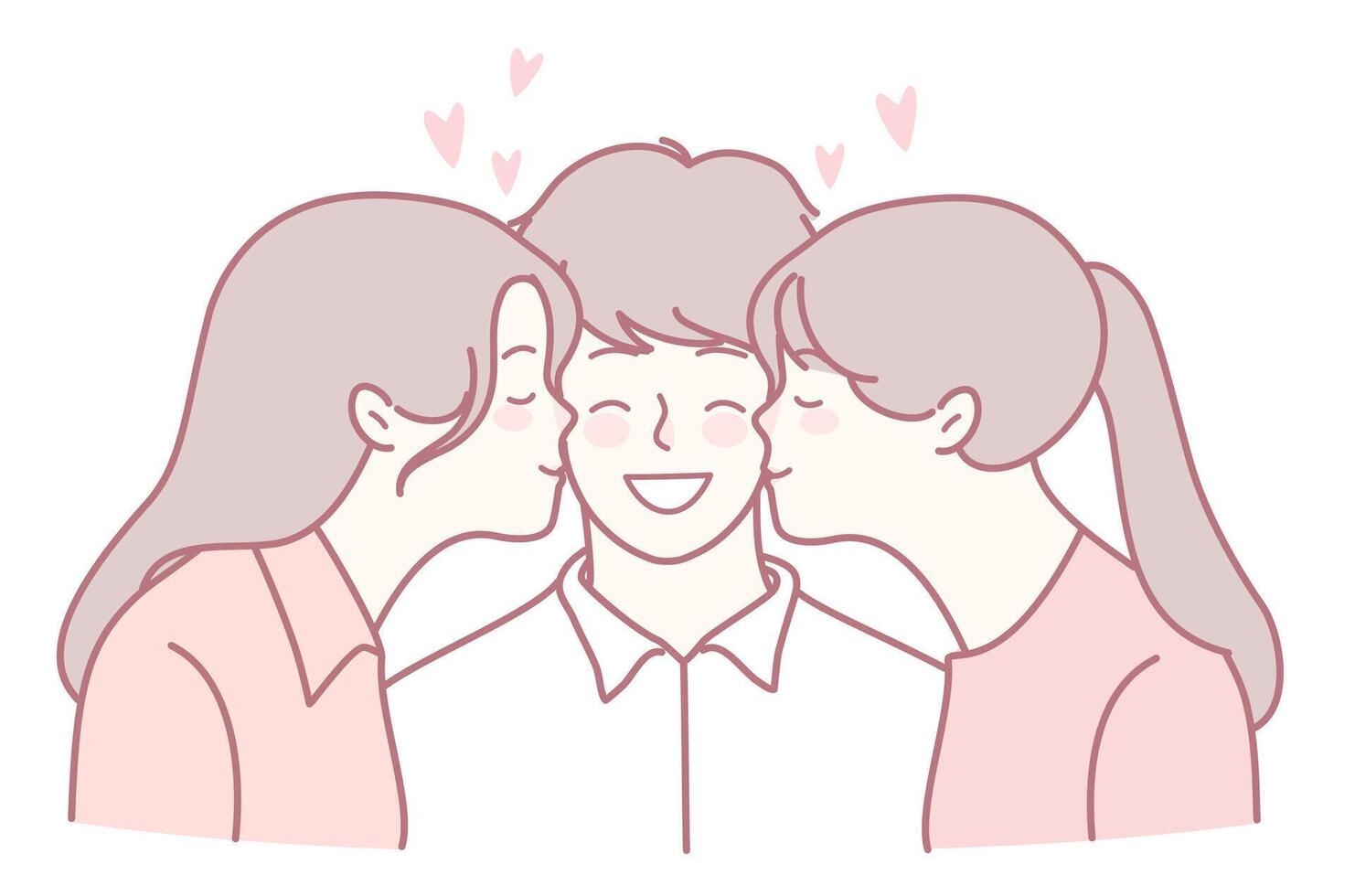 A Love Triangle with Smiles Celebrating Joyful Affection Shared Among Close Friends vector