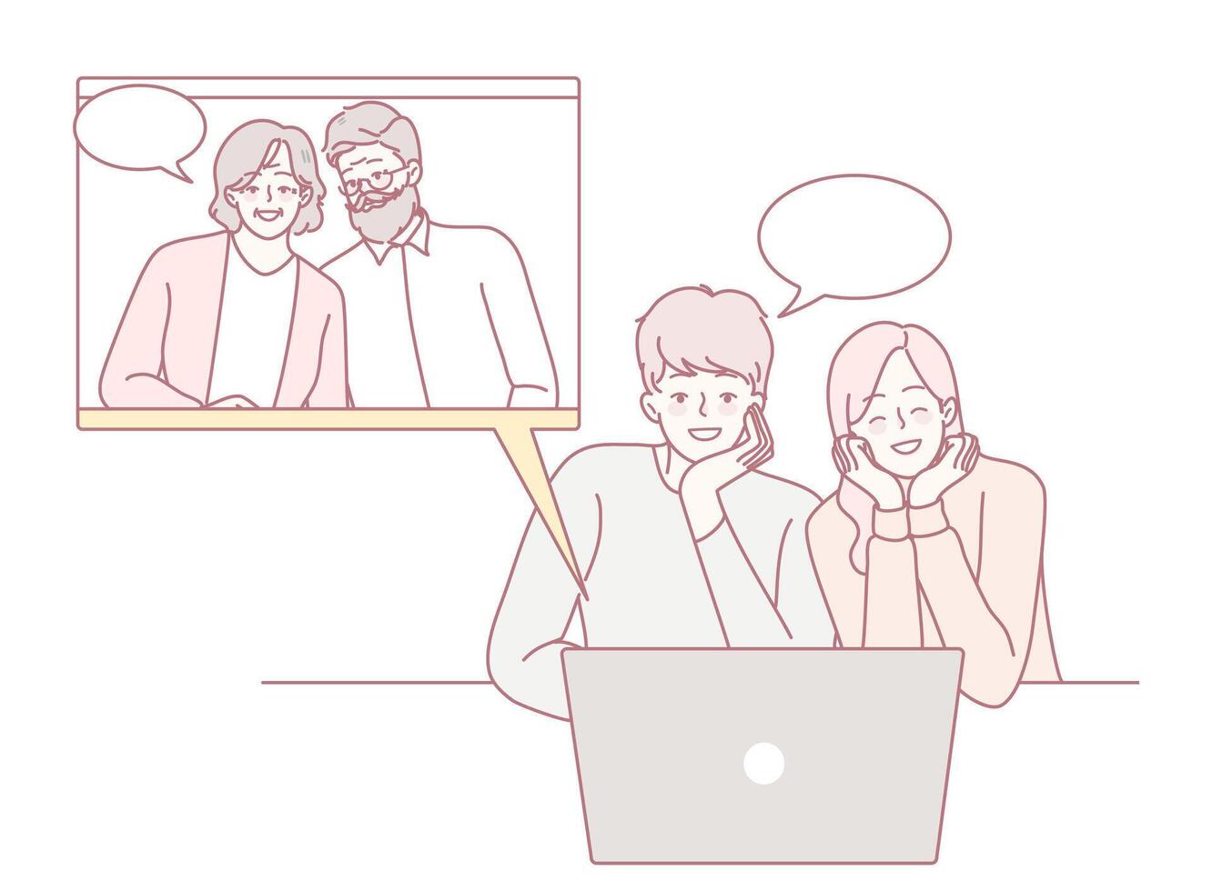 Establishing a Virtual Connection Between Friends Within a Modern Workspace Setting vector