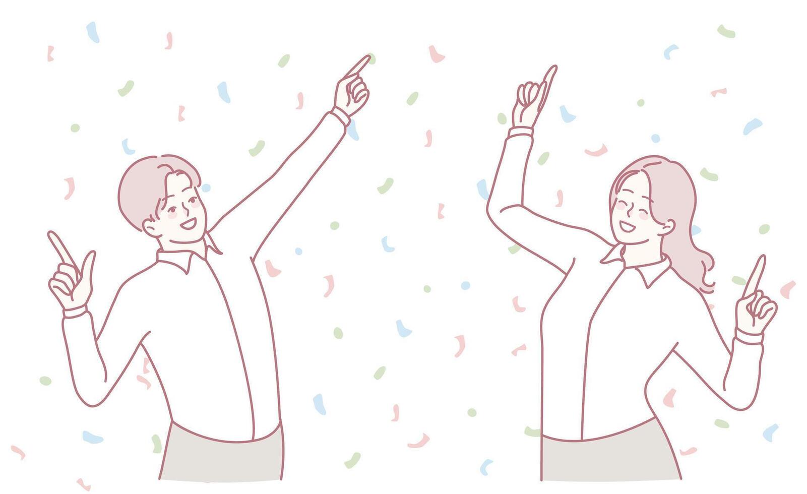 A Joyful Dance with Colorful Confetti An Exciting Expression of Happiness and Achievement vector