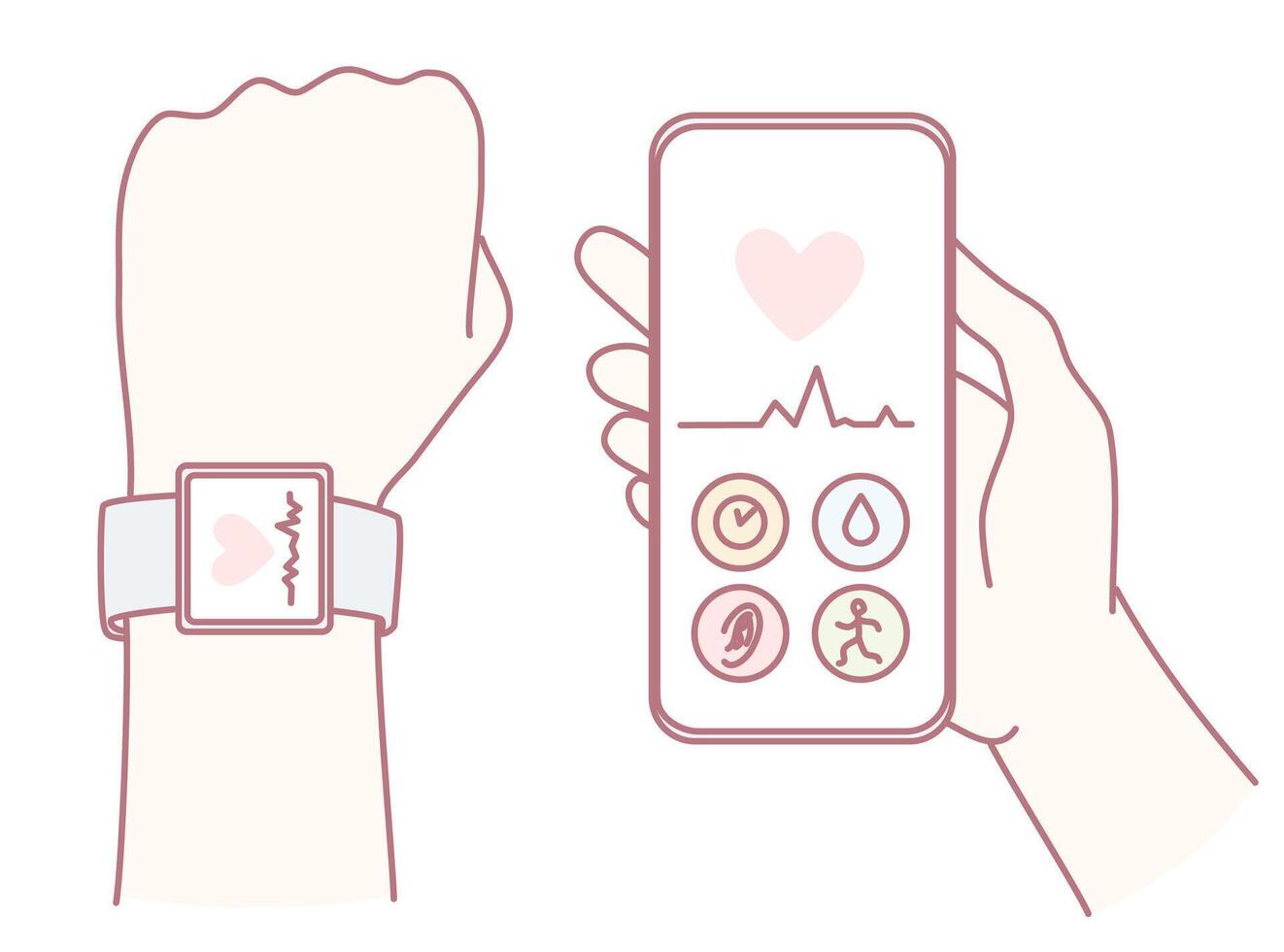 A Smartwatch and a Mobile App Designed Specifically for Comprehensive Health Monitoring vector
