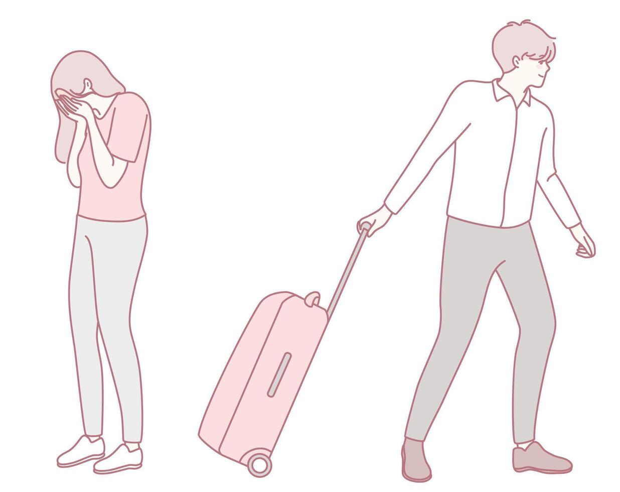 Emotional Departure A Scene of Profound Sadness and Moving On from Relationships and Memories vector