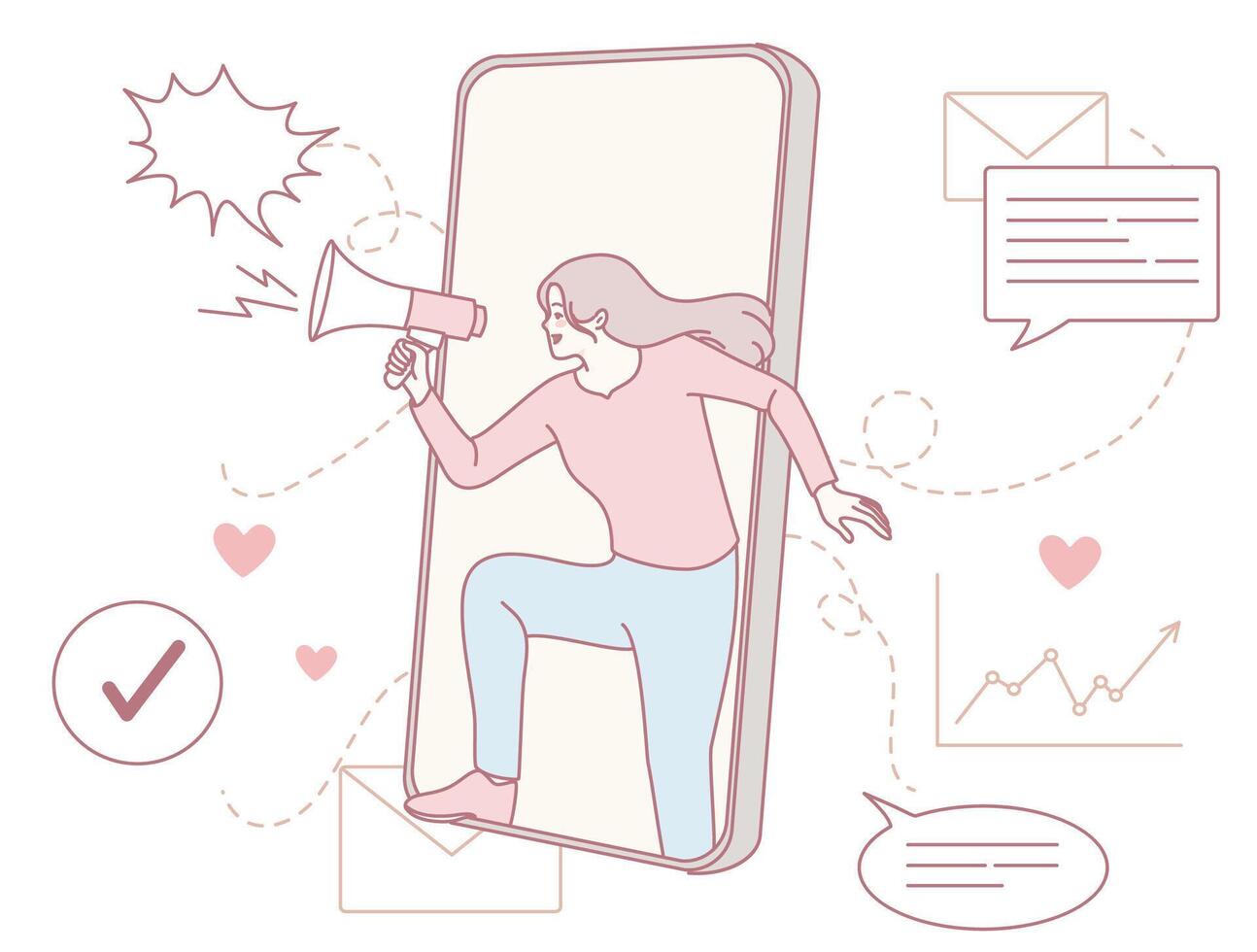 Engaging and effective Social Media Communication with the power of a Megaphone vector