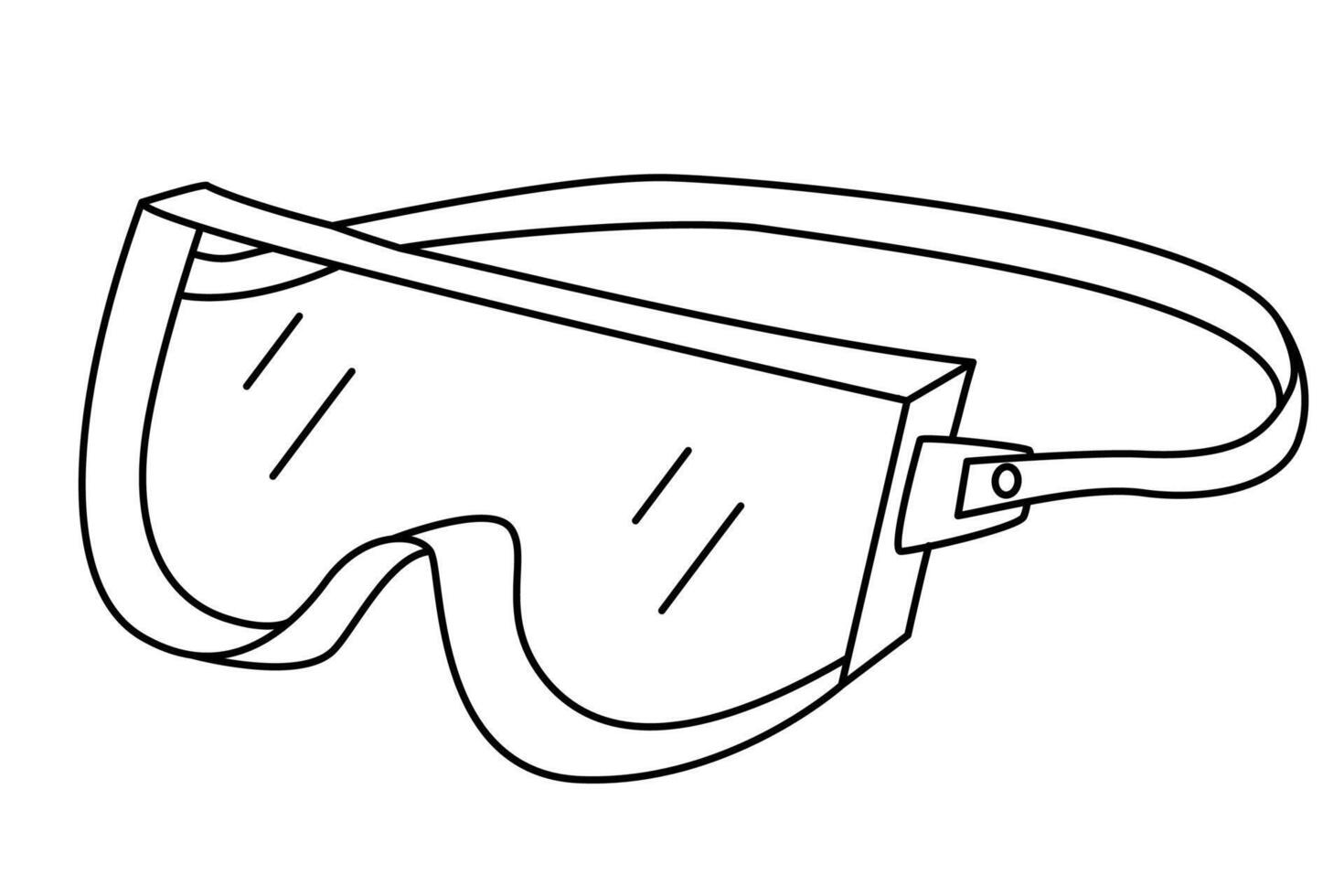 Protective safety goggles with elastic strap, hand drawn doodle illustration vector
