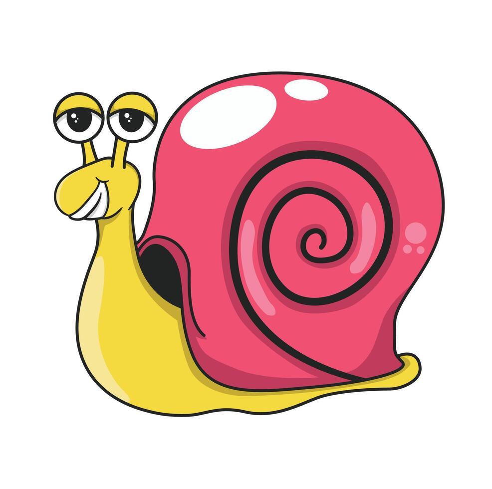 snail cartoon funny smile illustration character vector