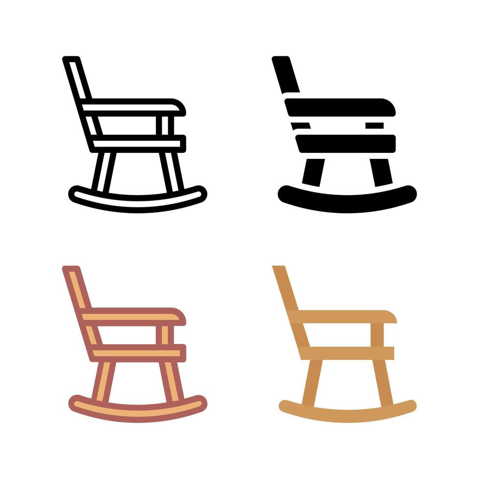 Icons of classic and modern rocking chairs, ideal for nurseries, living rooms, and relaxing spaces. vector