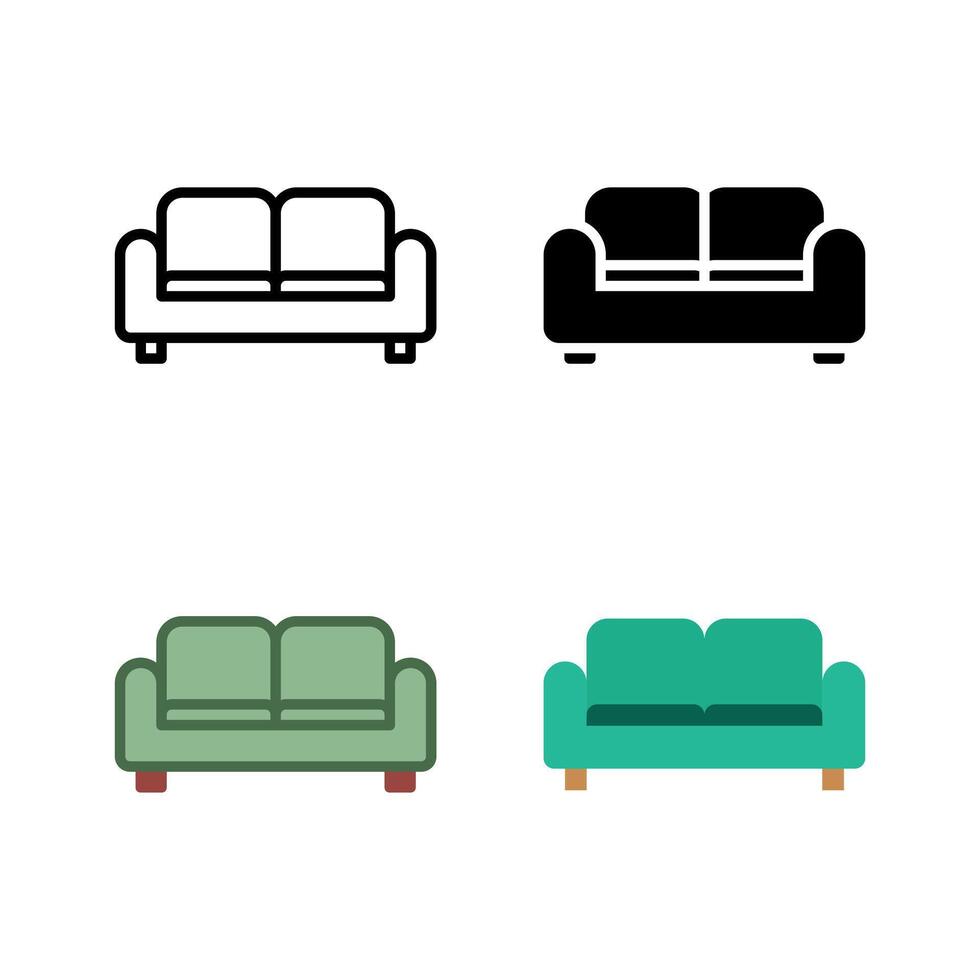 A collection of couch and sofa icons, representing comfort and style for living rooms, lounges, and hospitality spaces. vector