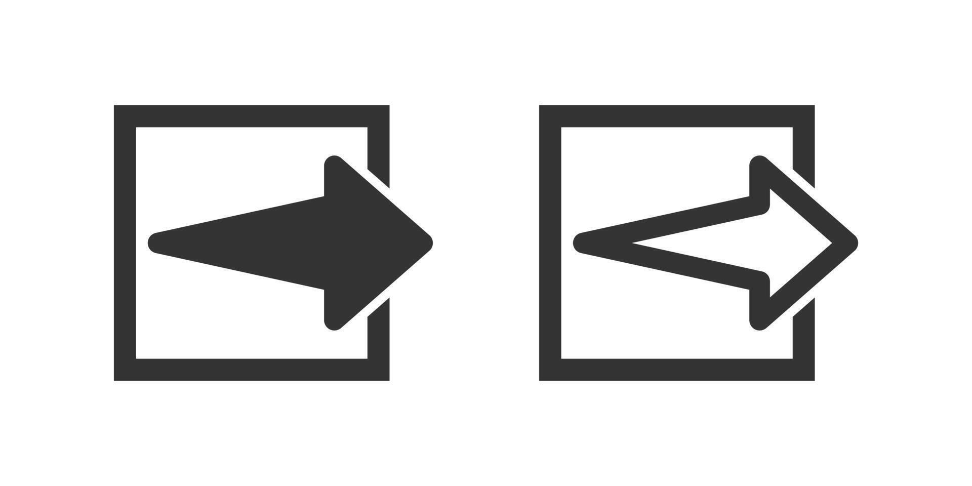 Straight right out box arrow icon set. Suitable for sharing options, external links, and moving data outwards. Symbol of share, external, and exit. vector