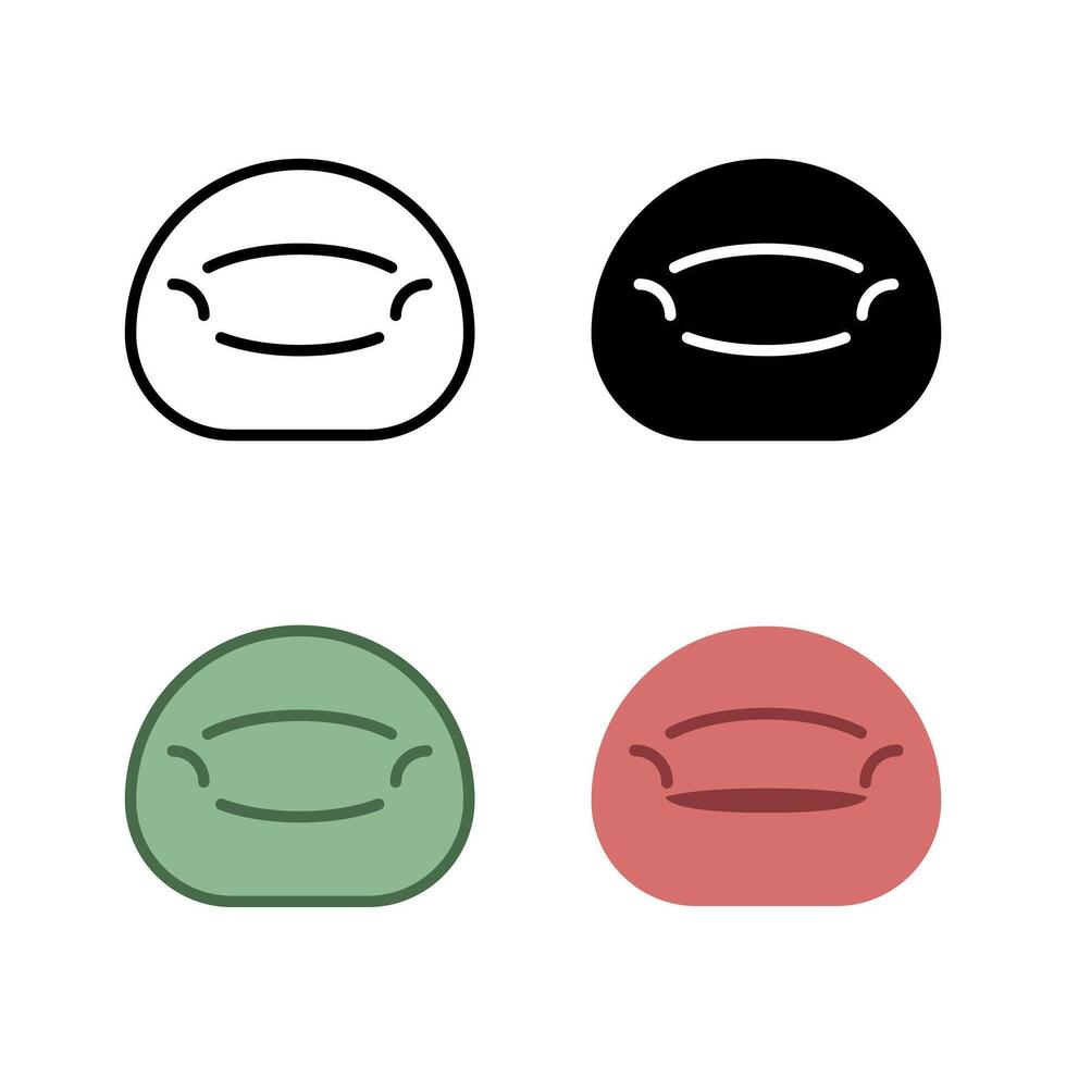 Versatile bean bag chair icons, ideal for casual seating, lounge areas, kids' rooms, and modern interior design concepts. vector