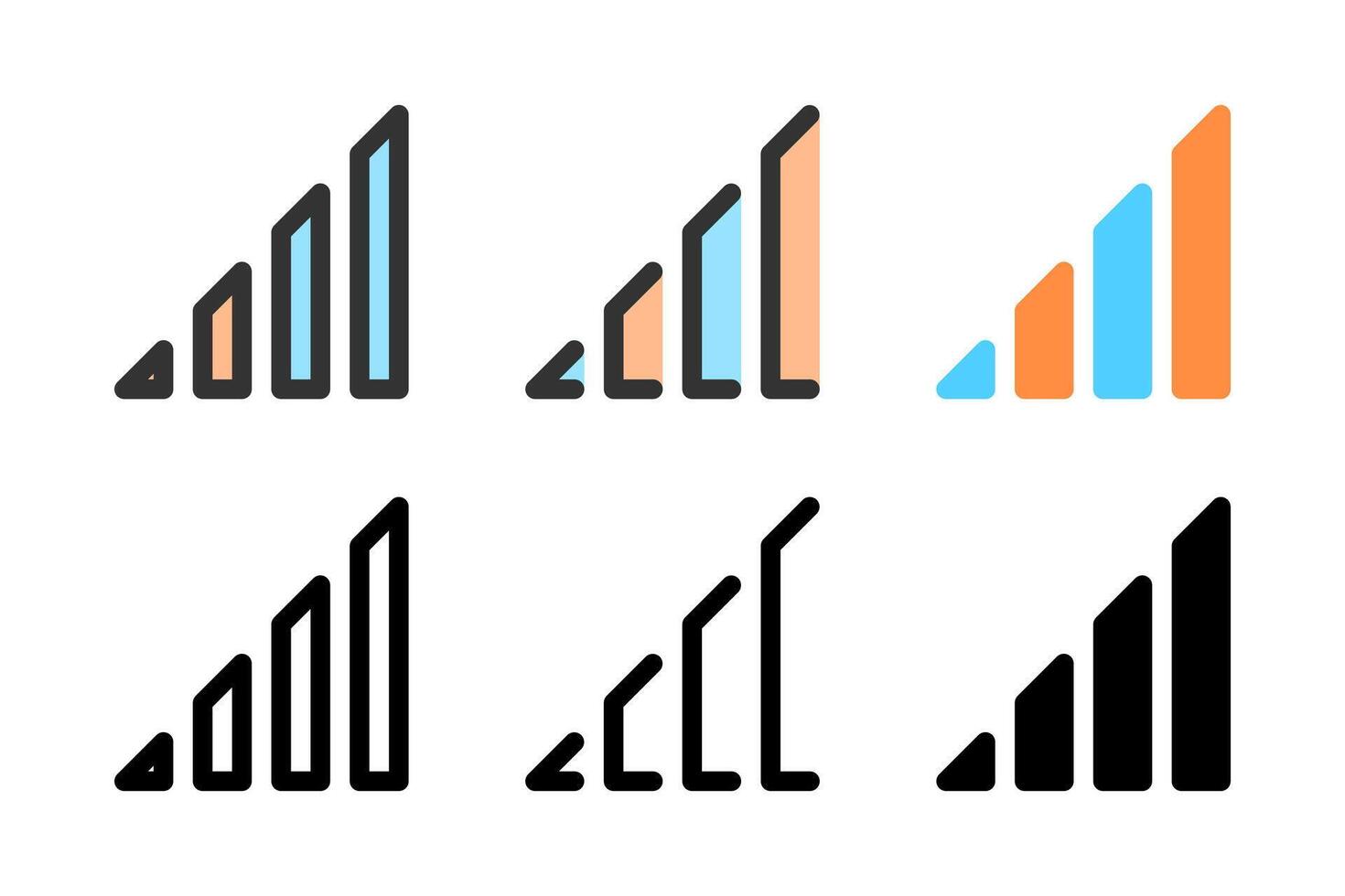 Icon set for signal bar. Ideal for network apps or connectivity indicators. vector
