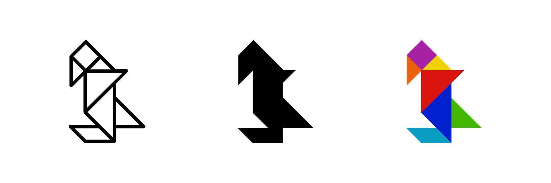 Penguin tangram icon. Ideal for arctic or puzzle designs. vector