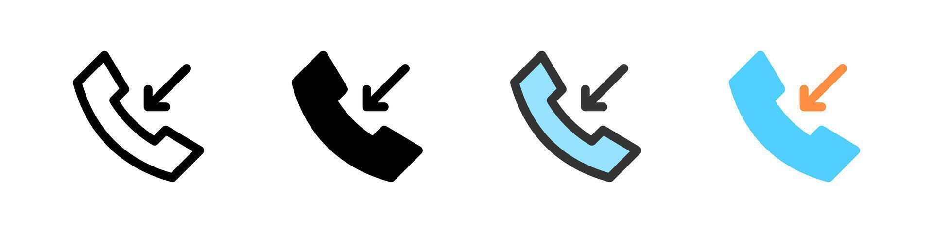 Icon set for incoming call. Perfect for telephony apps or communication UI. vector