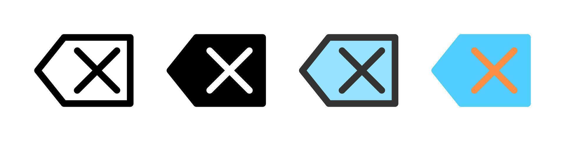 Icon set for backspace. Suitable for keyboards, text editors, or UI. vector