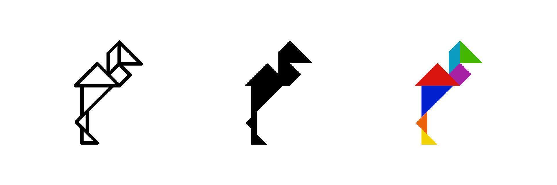 Heron tangram icon. Perfect for bird or puzzle designs. vector