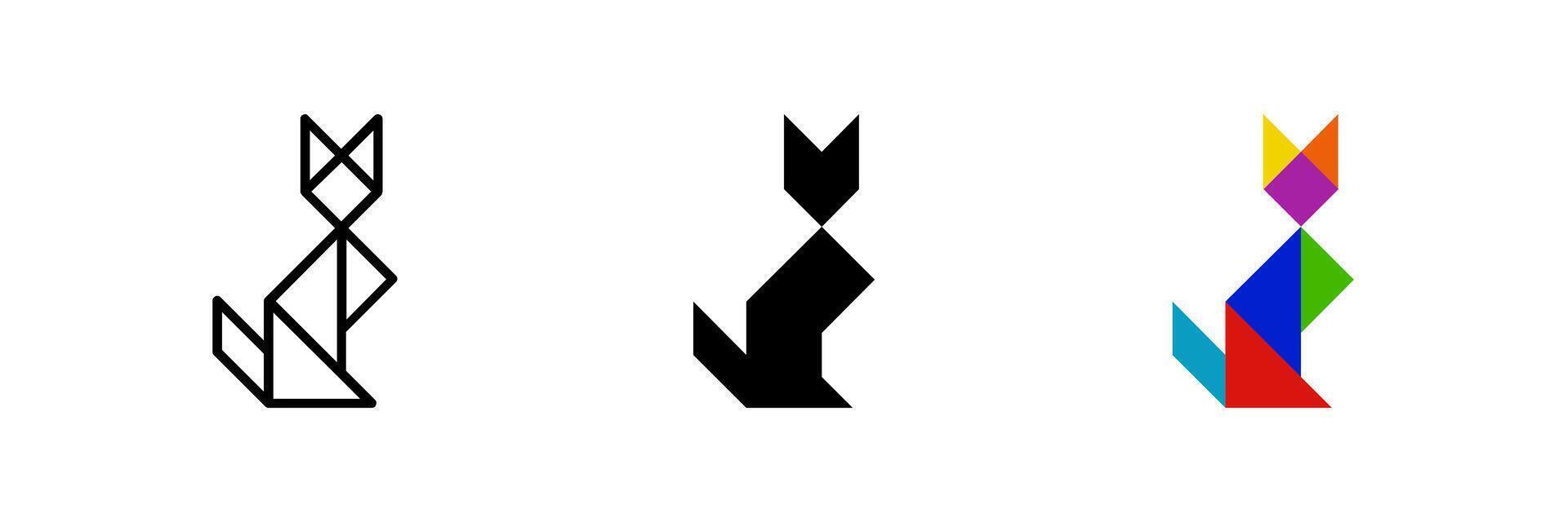 Fox tangram icon. Ideal for wildlife or puzzle designs. vector