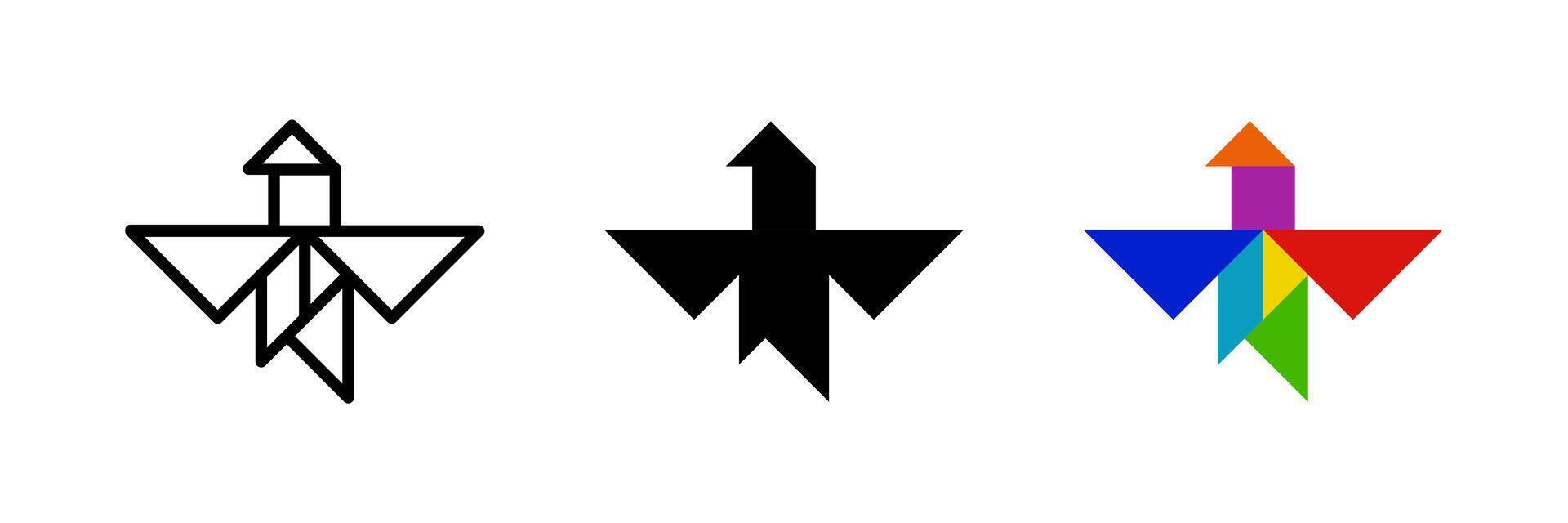 Hummingbird tangram icon. Ideal for bird or puzzle designs. vector