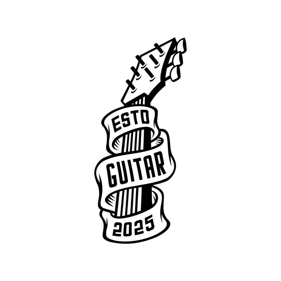 guitar handlebars wrapped in white ribbon with guitar written on it vector