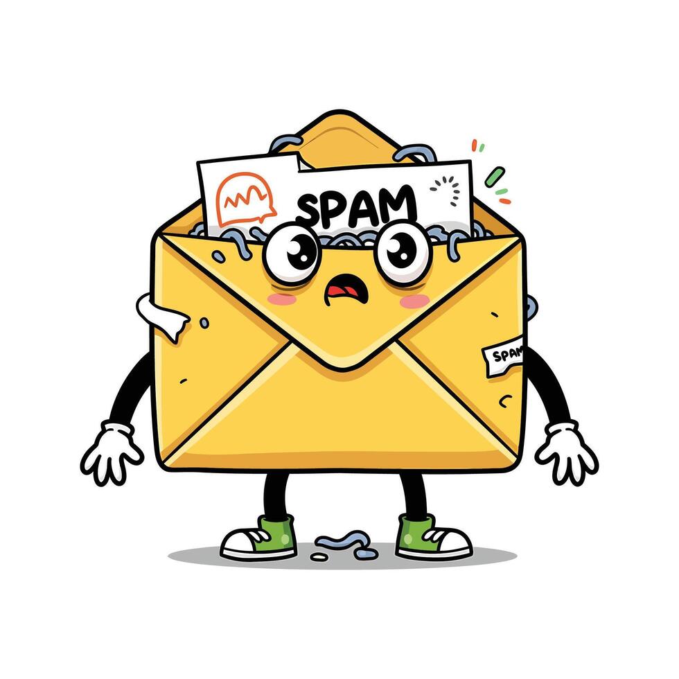 Shocked Mail Envelope Clipart with Exploding Spam - Funny Email Overload vector